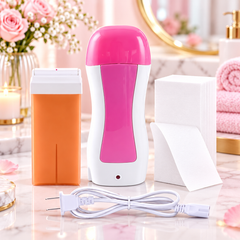 3-in-1 Roll-On Wax Heater Kit with Wax Refill and Hair Removal Strips for Underarms