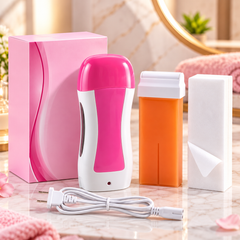 3-in-1 Roll-On Wax Heater Kit with Wax Refill and Hair Removal Strips for Underarms