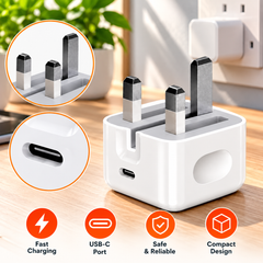 20W USB-C Power Adapter with 3-Pin Plug