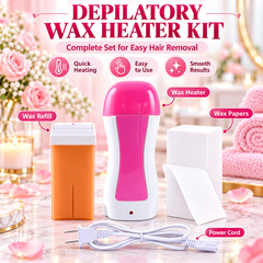 3-in-1 Roll-On Wax Heater Kit with Wax Refill and Hair Removal Strips for Underarms
