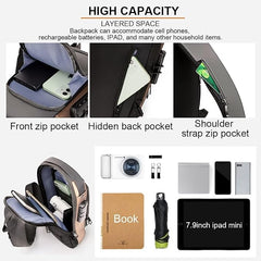 Anti-Theft Crossbody Sling Backpack with Password Lock