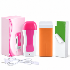 3-in-1 Roll-On Wax Heater Kit with Wax Refill and Hair Removal Strips for Underarms