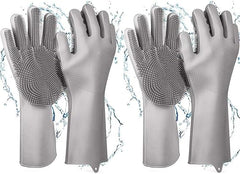 Silicone Dishwashing Gloves with Built-In Scrubber