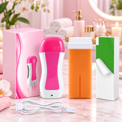 3-in-1 Roll-On Wax Heater Kit with Wax Refill and Hair Removal Strips for Underarms